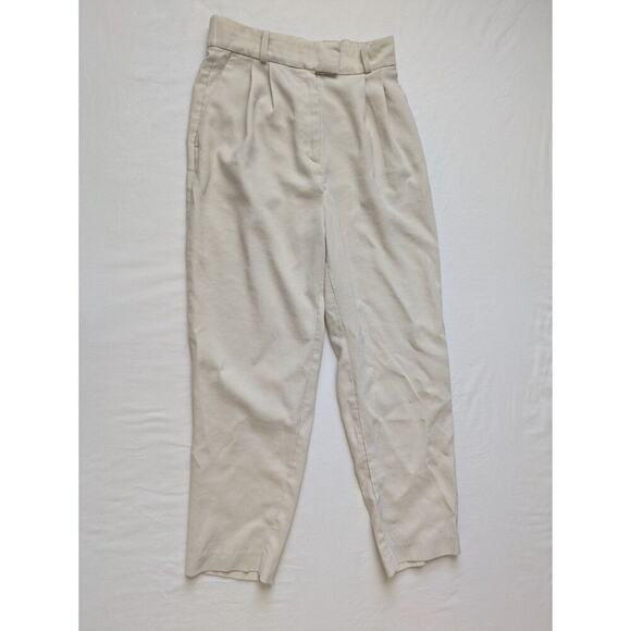 H&M Pants Womens Size 4 High Rise Pleated Straight Leg Khaki Pockets Preppy‎ - Picture 5 of 11